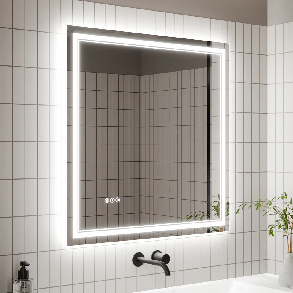 36x36 Inch LED Vanity Bathroom Mirrors with Front Lights, Wall Mounted Anti-Fog Dimmable, Warm/Natural/Daylight Colors, Tempered Glass (Horizontal/Vertical)