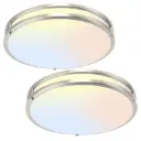 16 inch Dimmable LED Flush Mount Ceiling Light Fixture, Brushed Nickel, 26W, 2200LM, 2.7K/3.5K/4K/5K/6.5K Adjustable, 120°Light Angle, CRI80, Ceiling Lamp for Bedroom, Kitchen, Office