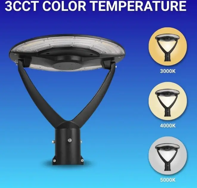 60W/80W/100W LED Outdoor Post Light Fixtures For Parking Lot Area Lighting Plaza Lighting Garden Lighting Type IV Distribution 3000K/4000K/5000K Matt Black