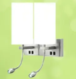 Double Head Wall Sconce, Brushed Nickel Finish, Acrylic Shade With 1 USB, 2 Switches & 2 outlet, Bedside Wall Lights with Reading Lamp for Bedroom Living Room Hotels Motels, Shopping malls