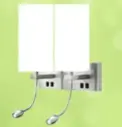 Double Head Wall Sconce, Brushed Nickel Finish, Acrylic Shade With 1 USB, 2 Switches & 2 outlet, Bedside Wall Lights with Reading Lamp for Bedroom Living Room Hotels Motels, Shopping malls