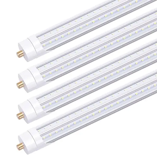 T8 8ft LED Tube- 32/36/40/48W-3000K/4000K/5000K/6500K Cool White, Clear, CCT Changeable, Wattage Adjustable for  Garages, Offices, Retail Spaces